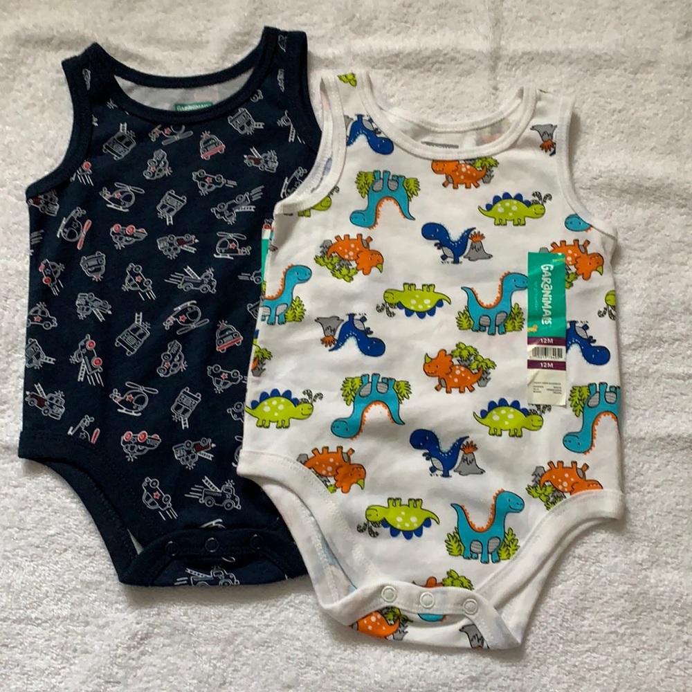 NWT (2) Garanimals summer 1pc coveralls boys 12 M